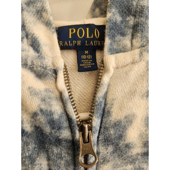 Polo Ralph Lauren Full Zip Hoodie Boys Youth M 10/12 Tie Dye Indigo - Picture 2 of 4